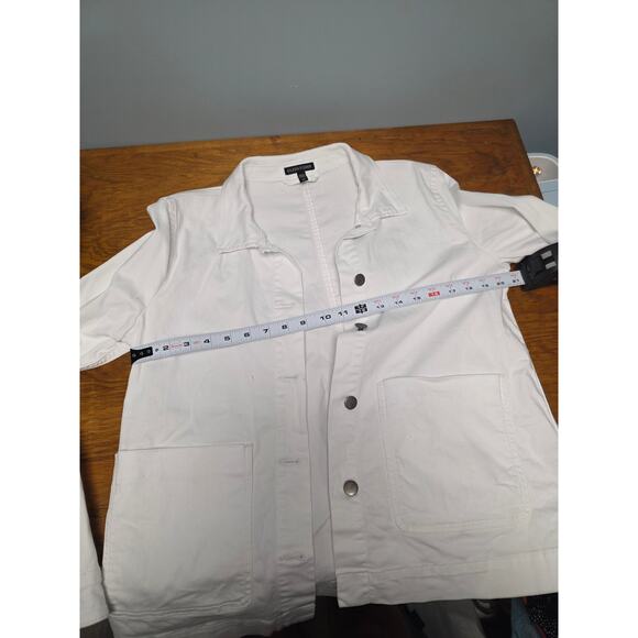 Eileen Fisher White Womens Jacket S Button up Jean Style Minimalist Fall Layer - Picture 7 of 9
